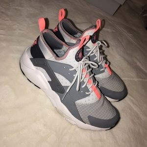 Grey and Coral Nike Huraches